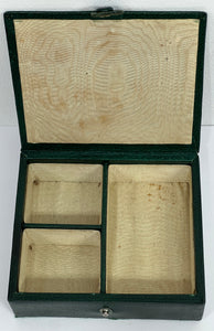 Adorable vintage green spanish leather jewellery box