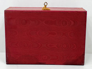 Charming  vintage italian vibrant red leather TREASURE CHEST jewellery box +KEY