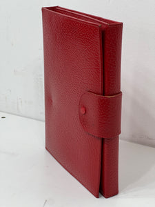 Beautiful vintage red leather personal travel document case organiser silk lined