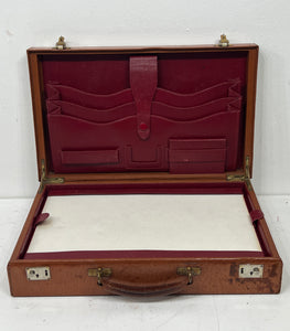 Vintage pigskin leather attaché fitted letter writing box briefcase suitcase 20s
