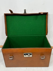 Vintage leather motoring car tool case or travelling drink set or cartridge box