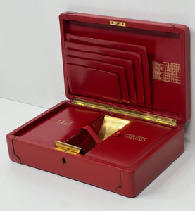 Vintage red leather bullion money gold coin / treasure box from Spain