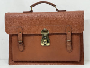 Top quality vintage tan thick Leather Executive Document City Laptop Briefcase