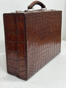 Vintage crocodile leather skin T.Evins & Co Makers briefcase suitcase case +KEY