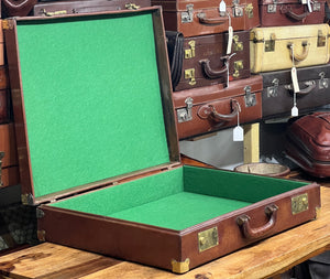 vintage leather & brass top quality sample / ART suitcase with superb PATINA 20
