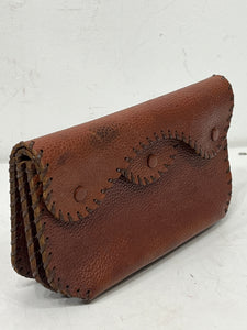 Rare  Vintage Top Quality Leather Deco Style Purse Wallet Clutch