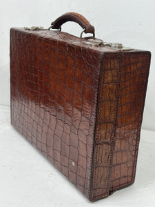 Vintage crocodile leather skin T.Evins & Co Makers briefcase suitcase case +KEY