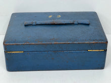 Load image into Gallery viewer, Unusual indigo blue vintage leather miniature jewellery trinket desk box c1930
