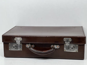 Quality vintage top grain brown leather motoring travel OVERNIGHT suitcase