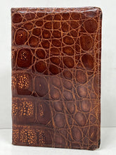 Load image into Gallery viewer, Adorable vintage brown crocodile skin leather wallet in LINED IN CROC RARE
