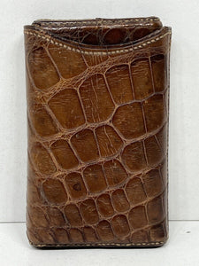 Lovely antique crocodile skin leather cigar cigarello case trevel pocket humidor