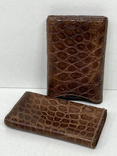 Load image into Gallery viewer, Lovely antique crocodile skin leather cigar cigarello case trevel pocket humidor
