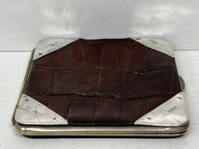 Load image into Gallery viewer, Antique crocodile skin  leather and solid silver card stamp sovereign case 1905
