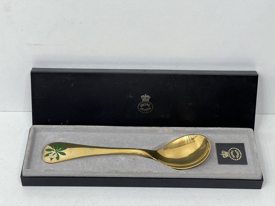 Vintage winter aconite  sterling silver vermeil annual spoon Georg Jensen 1975