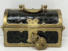 Load image into Gallery viewer, Adorable vintage  dark green  crocodile leather skin decorative miniature trunk
