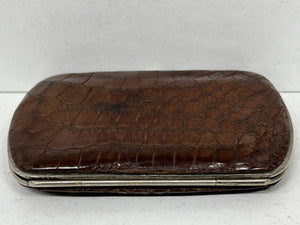 Unique vintage crocodile skin leather coin purse wallet beautiful patina