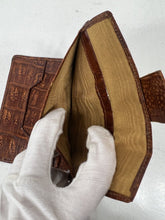 Load image into Gallery viewer, Adorable vintage brown crocodile skin leather wallet in LINED IN CROC RARE
