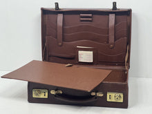 Load image into Gallery viewer, Spectacular vintage brown leather small writing letter attache briefcase
