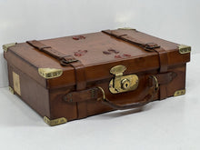 Load image into Gallery viewer, VINTAGE antique  leather and brass shotgun cartridge case c.1900 IMPORTANT OWNER
