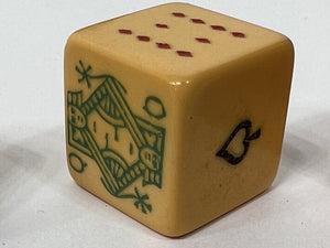 Fantastic vintage  poker dice game set with honey tan pigskin leather shaker