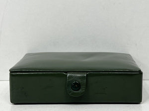 Spectacular vintage green leather  jewellery jewelry RING TRINKET box