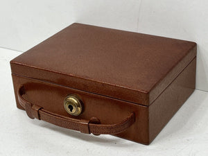 Rare vintage leather miniature suitcase trinket jewellery box by ASPREY LONDON