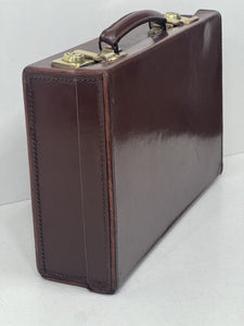 Spectacular vintage brown leather small writing letter attache briefcase