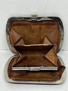 Unique vintage crocodile skin leather coin purse wallet beautiful patina