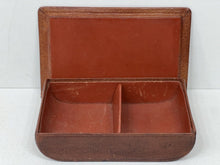 Load image into Gallery viewer, Unusual vintage  brown pigskin leather desk organiser trinket storage box
