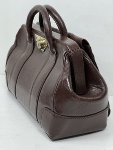 Superb QUALITY vintage oak grain brown leather bankers bullion Gladstone bag