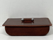 Load image into Gallery viewer, Unusual vintage  brown pigskin leather desk organiser trinket storage box
