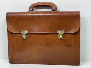 Superb vintage honey tan leather city lawyer document briefcase AMAZING PATINA