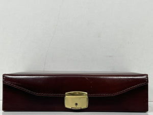 Stunning vintage brown leather travel trinket jewellery ring bracelet  box