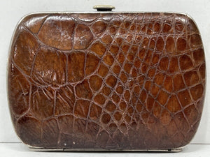 Unique vintage crocodile skin leather coin purse wallet beautiful patina