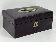 Load image into Gallery viewer, Adorable vintage burgundy oak grain leather jewellery box with tray
