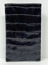 Load image into Gallery viewer, Handsome vintage black crocodile skin leather wallet with solid silver corners
