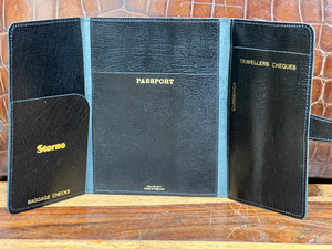 Vintage Antique Black Leather PASSPORT Travel Wallet Dallas Calf
