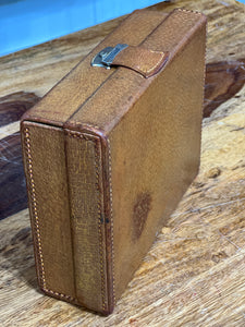 Vintage Tan Leather Travelling Box Case Jewellery Box Watch Box