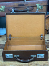 Load image into Gallery viewer, vintage leather brown suitcase large briefcase small case
