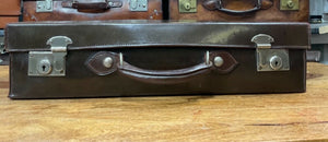vintage top quality brown leather travel suitcase with key nice size