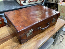 Load image into Gallery viewer, antique large heavy leather finnigans of bond street quality suitcase c.1900
