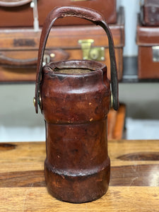Rare Vintage Leather Cordite Gunpowder Carrier Royal Crest