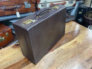 beautiful vintage antique morocco leather silk lined overnight weekend suitcase