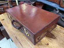 Load image into Gallery viewer, BEAUTIFULLY PATINATED RESTORED VINTAGE LEATHER TRAVEL SUITCASE READY TO USE
