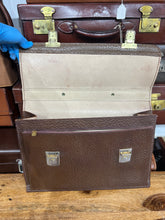 Load image into Gallery viewer, UNIQUE antique leather city documents lawyers briefcase full of character
