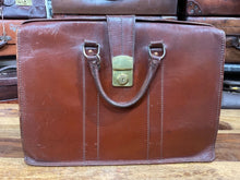 Load image into Gallery viewer, 1900&#39;s vintage leather holdall case style top frame briefcase ideal laptop +KEY
