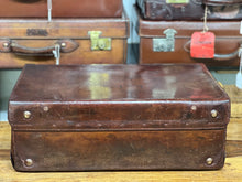 Load image into Gallery viewer, Vintage Antique Chunky English Leather W. H Smith Suitcase Motoring Case
