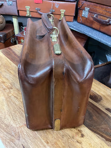 1800's Victorian Leather Antique Portmanteau Luggage 