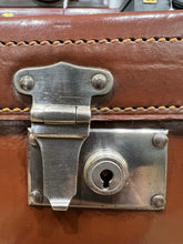 Load image into Gallery viewer, beautiful vintage leather antique quality overnight travel suitcase
