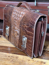 Load image into Gallery viewer, Beautiful Vintage Antique Genuine Crocodile Skin Leather Briefcase WITH KEY
